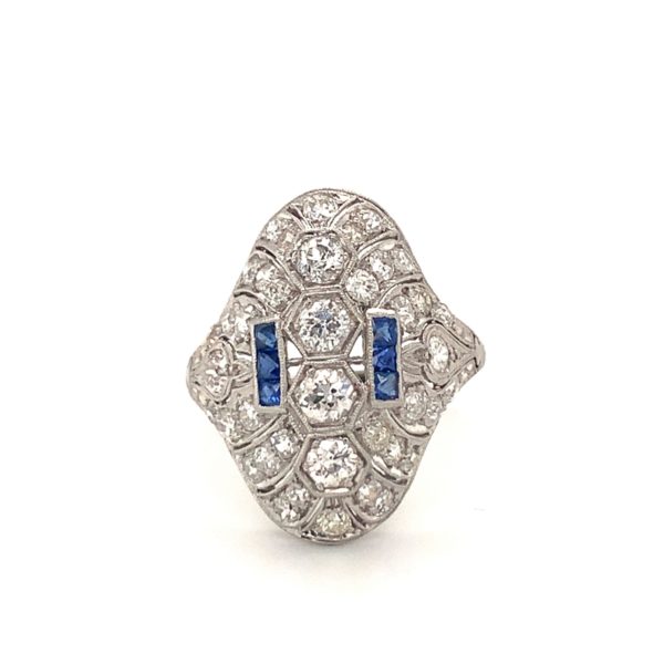 PLATINUM DIAMOND AND SAPPHIRE RING