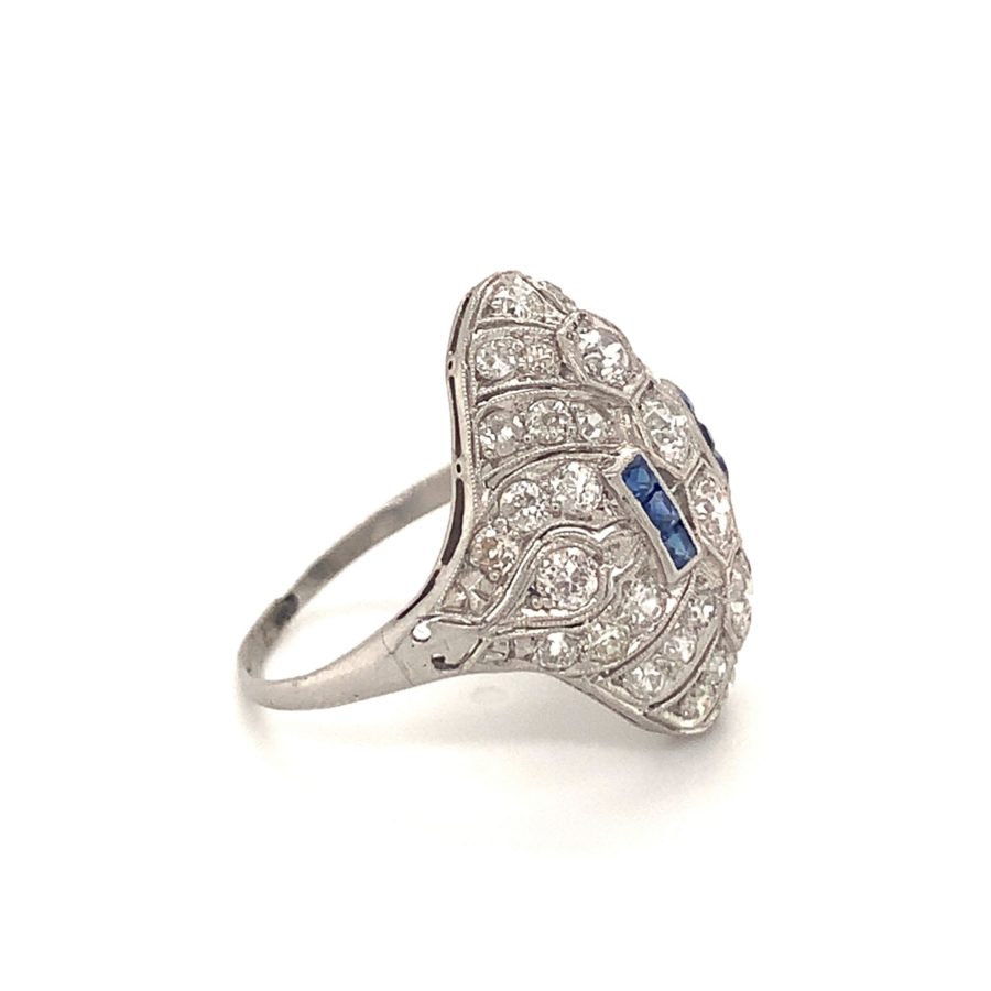 PLATINUM DIAMOND AND SAPPHIRE RING