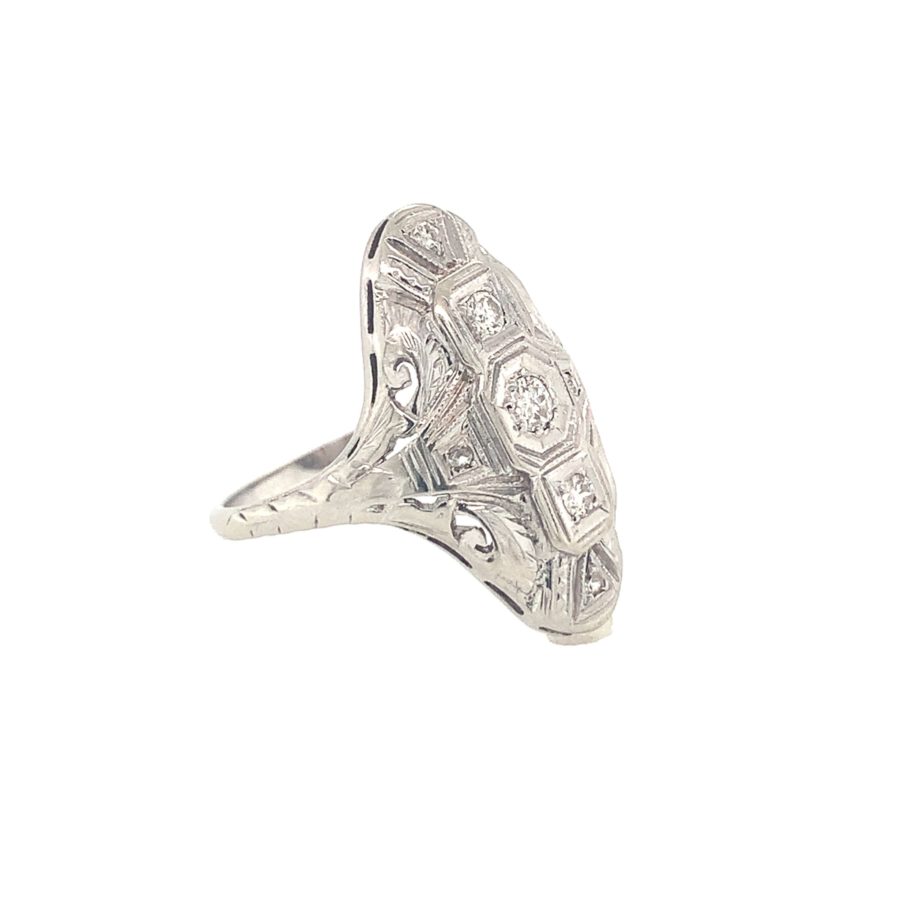 ART DECO PLATINUM DIAMOND FILIGREE RING