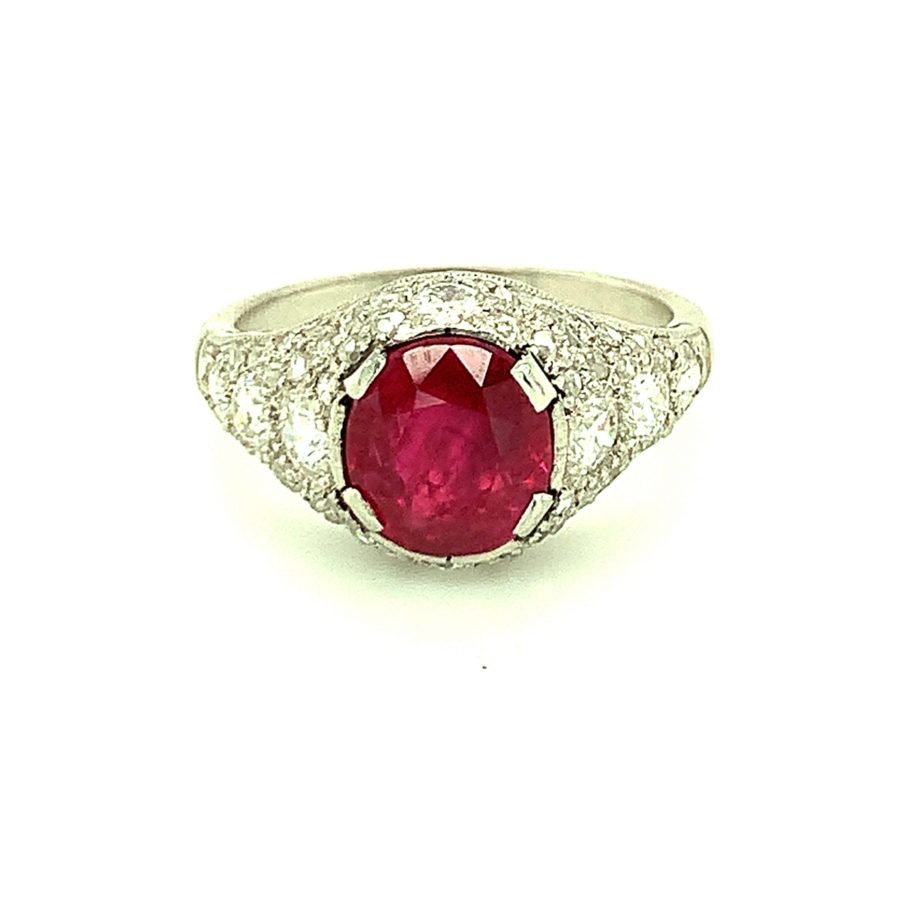 PLATINUM BURMESE RUBY AND DIAMOND RING