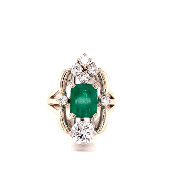 14K. w/gold DIAMOND AND EMERALD RING