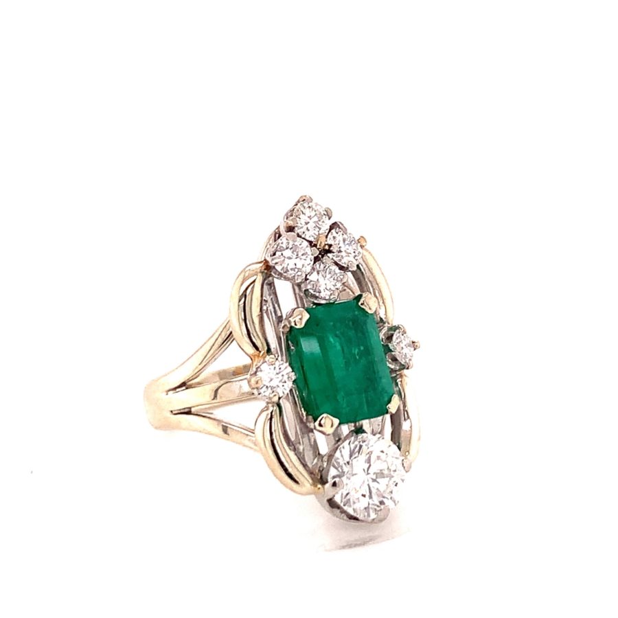 14K. w/gold DIAMOND AND EMERALD RING