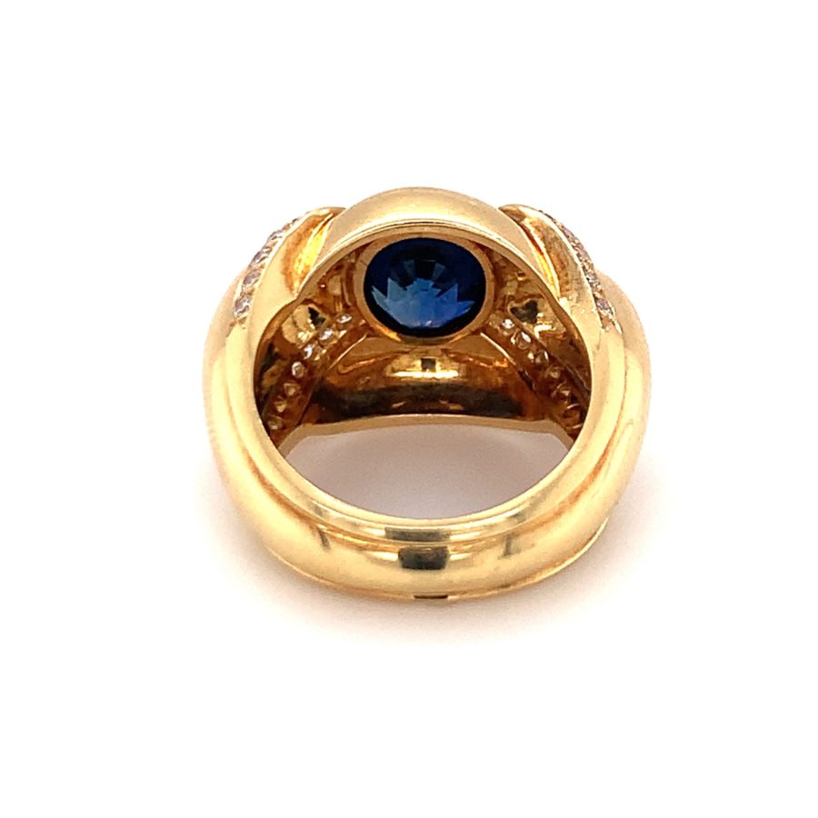 18K YELLOW GOLD SAPPHIRE AND DIAMOND RING