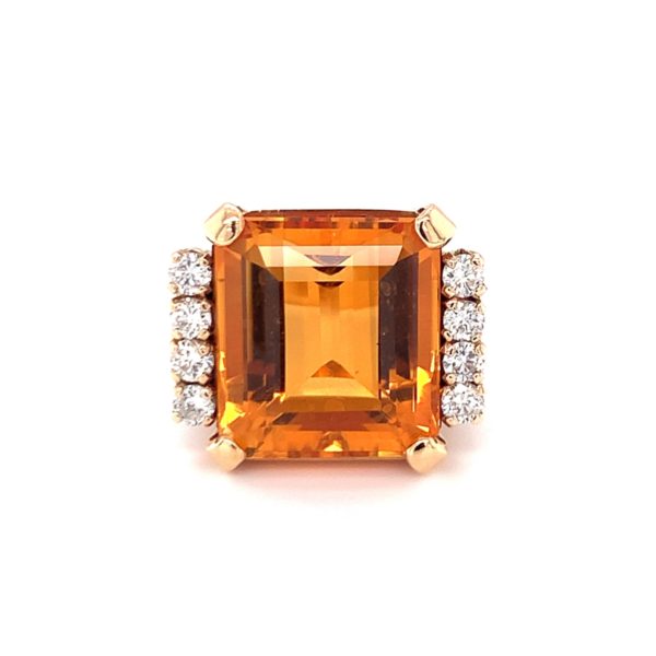 18K YELLOW GOLD CITRINE AND DIAMOND RING