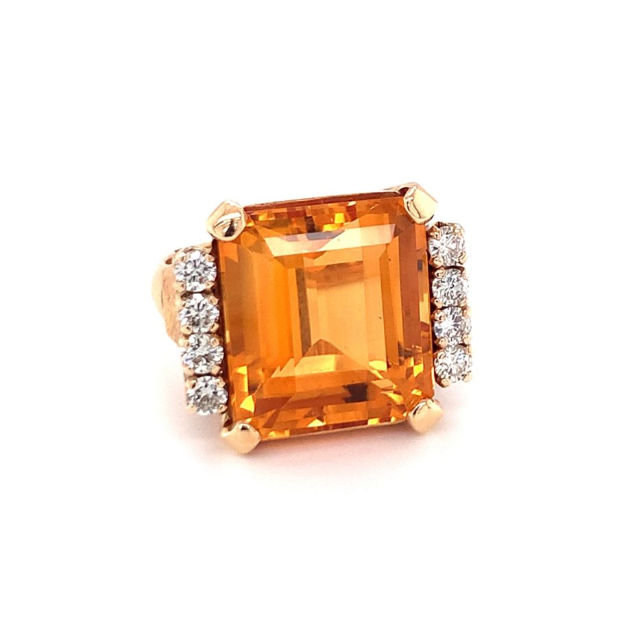 18K YELLOW GOLD CITRINE AND DIAMOND RING