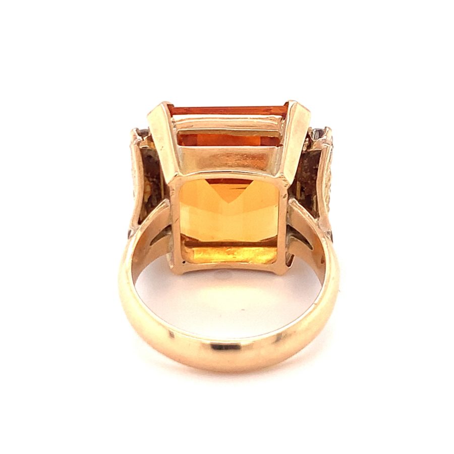 18K YELLOW GOLD CITRINE AND DIAMOND RING