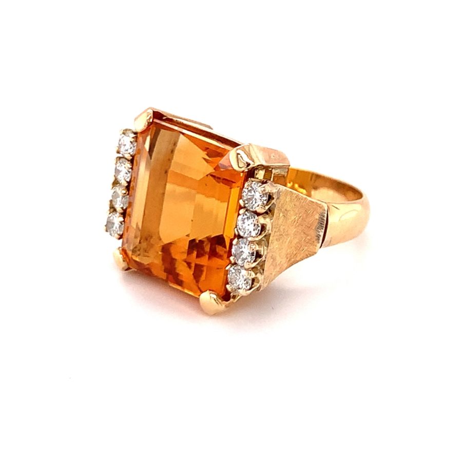 18K YELLOW GOLD CITRINE AND DIAMOND RING