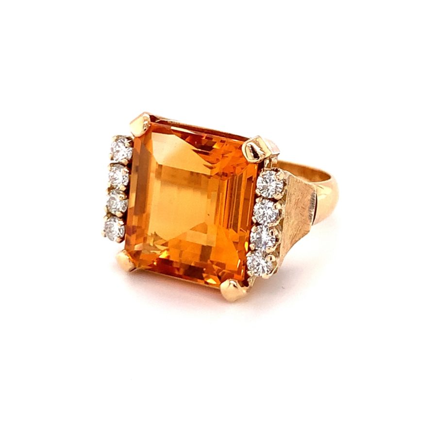 18K YELLOW GOLD CITRINE AND DIAMOND RING