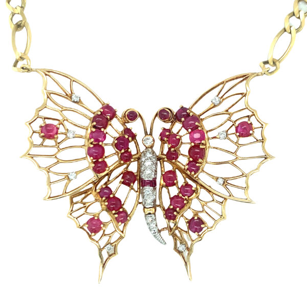 Ruby Butterfly Necklace in 18 Karat Rose Gold For Sale at 1stDibs |  ruby_butterfly, ruby_buterfly, butterfly ruby necklace