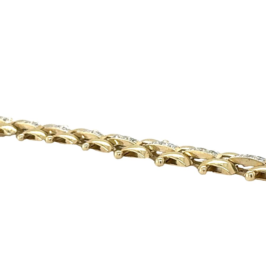 14K Yellow and White Gold Diamond Link Bracelet - Image 3