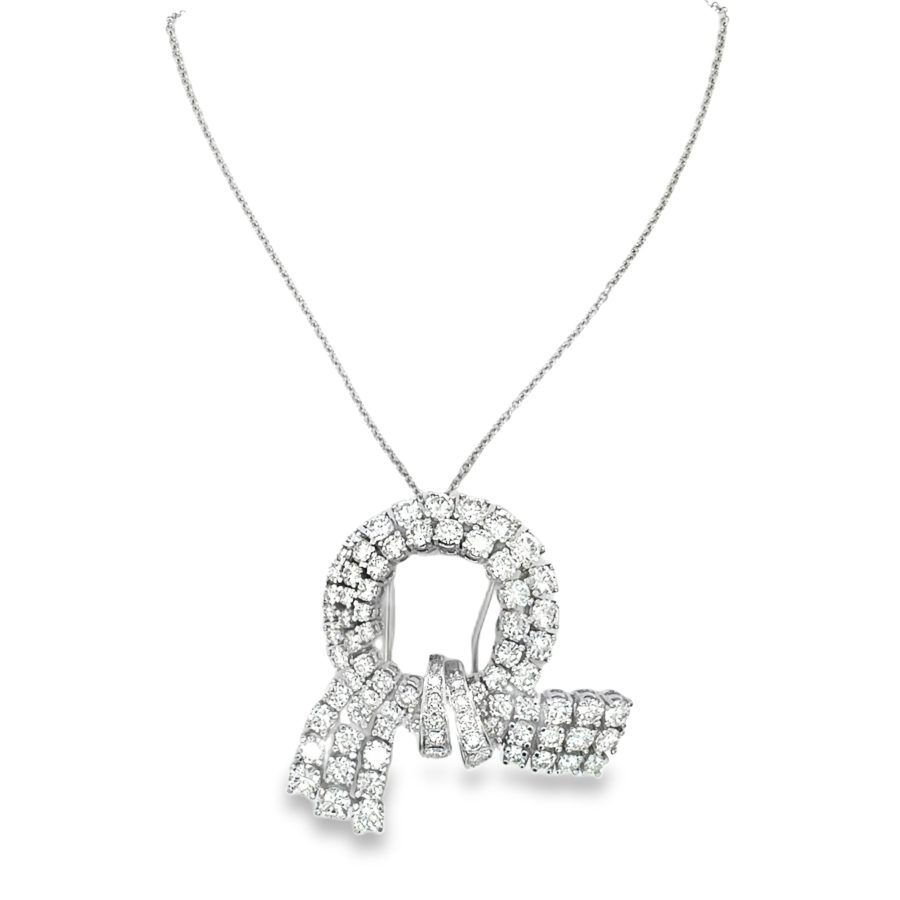 Mid-Century 14K White Gold Diamond Pendant / Brooch - Image 2