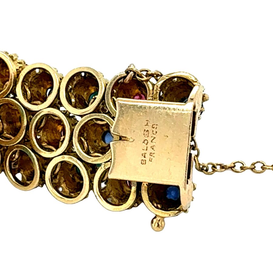 18K YELLOW GOLD RUBY, SAPPHIRE AND TURQUOISE BRACELET