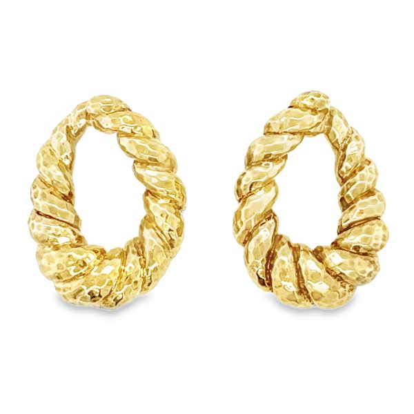 18K YELLOW GOLD BOLD HOOP CLIP EARRINGS