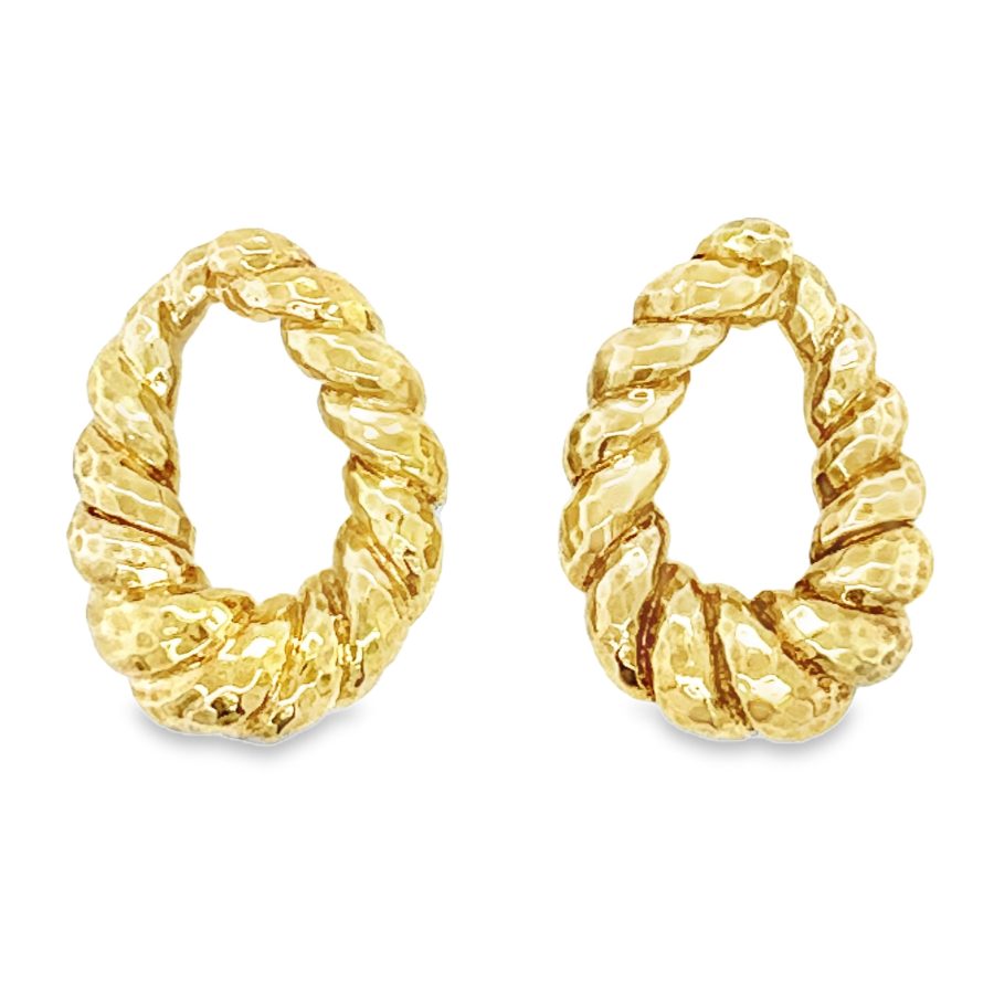 18K YELLOW GOLD BOLD HOOP CLIP EARRINGS