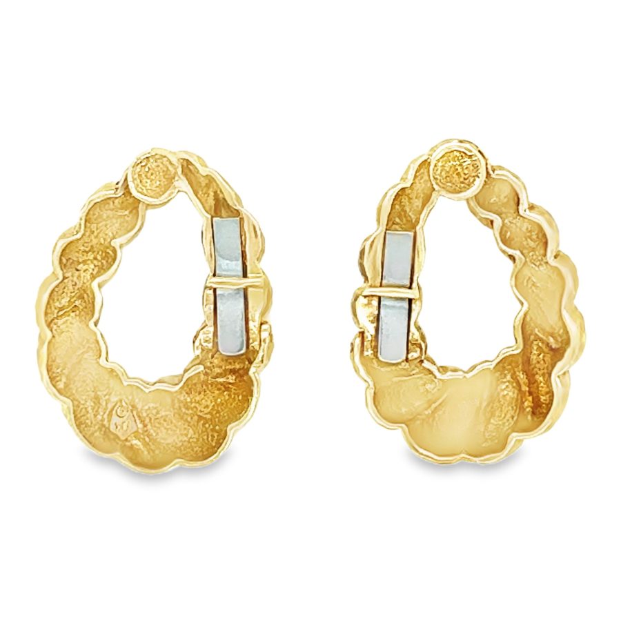 18K YELLOW GOLD BOLD HOOP CLIP EARRINGS