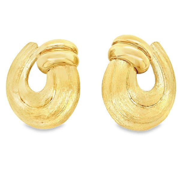 18K YELLOW GOLD TEXTURED AND FLUTED EARCLIPS BY "HENRY DUNAY"