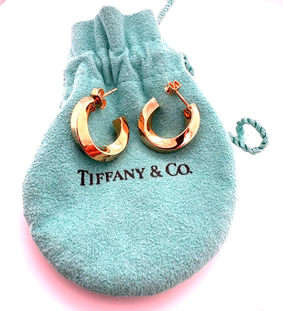 18K YELLOW GOLD TIFFANY & CO. TWIST HOOP EARRINGS