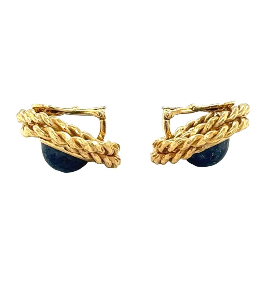 18K YELLOW GOLD LAPIS LAZULI EARRINGS