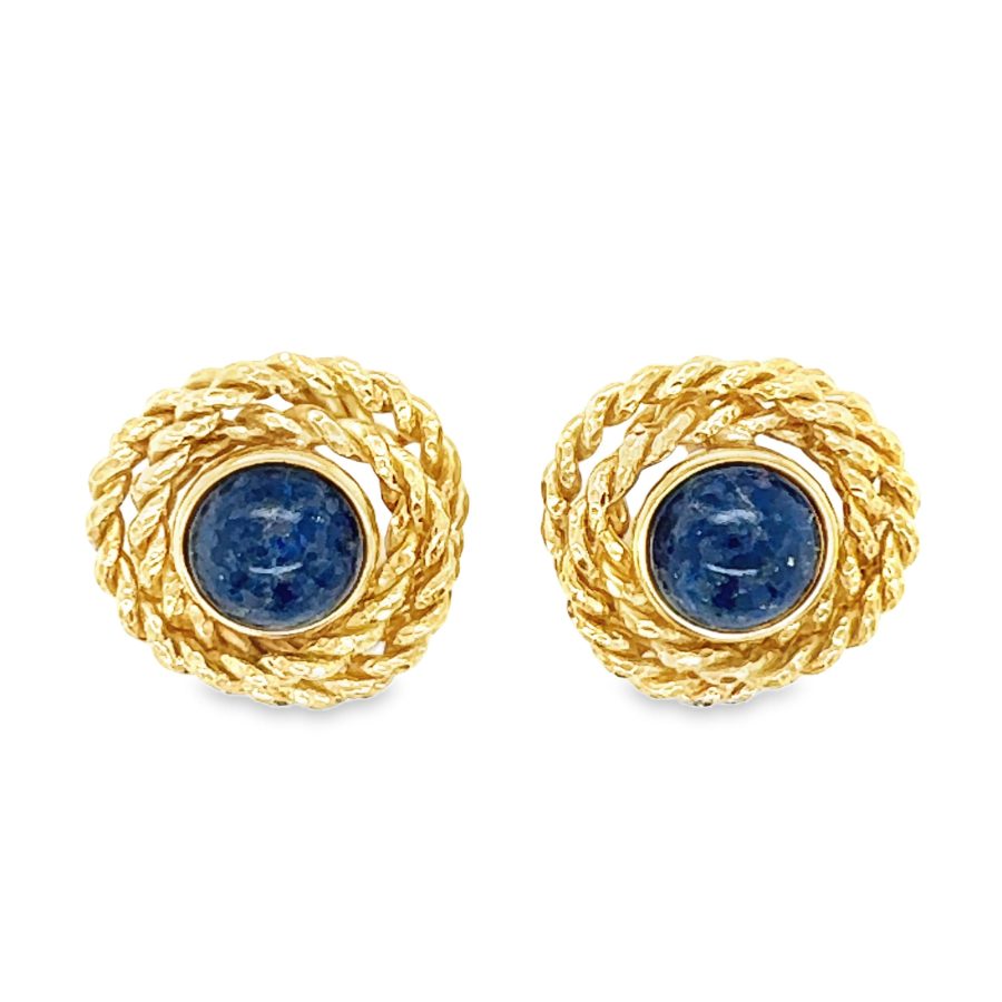 18K YELLOW GOLD LAPIS LAZULI EARRINGS