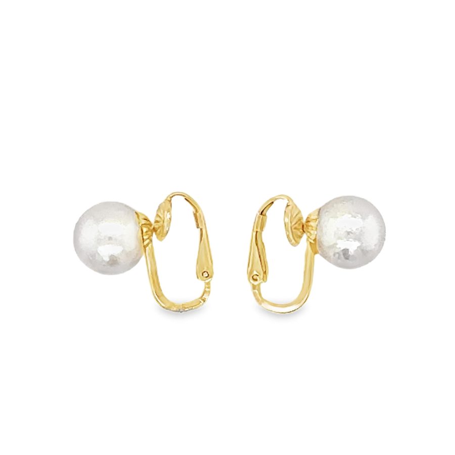 14K YELLOW GOLD PEARL STUD EARRINGS