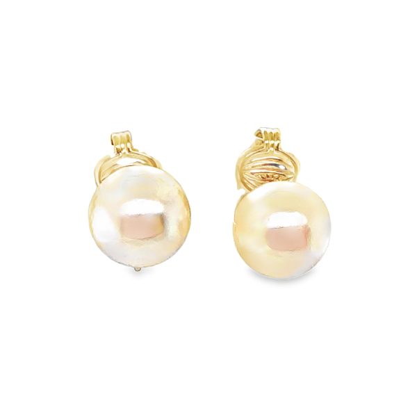 14K YELLOW GOLD PEARL STUD EARRINGS