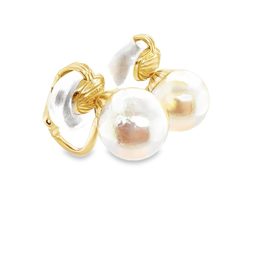 14K YELLOW GOLD PEARL STUD EARRINGS