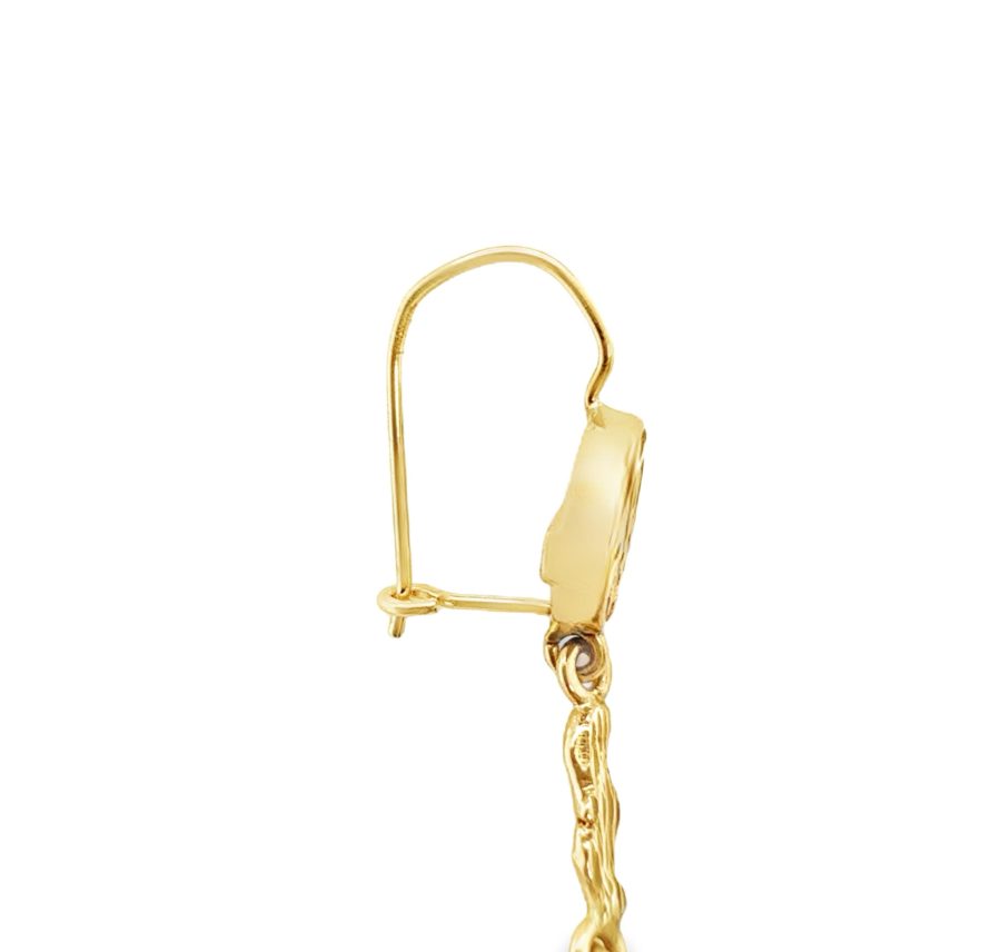 14K YELLOW GOLD JADE DANGLING EARRINGS