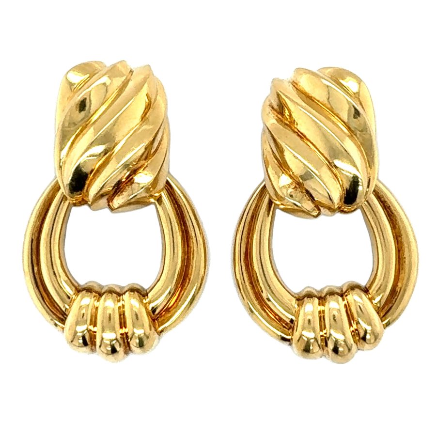 18K YELLOW GOLD DOOR KNOCKER EARCLIPS