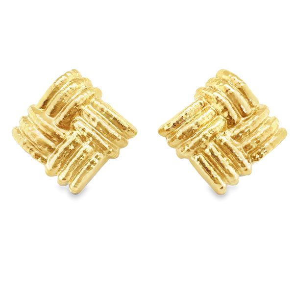 18K YELLOW GOLD SQUARE-SHAPED EARCLIPS