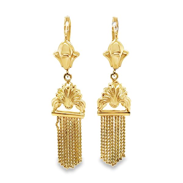 18K YELLOW GOLD DANGLING TASSLE EARRINGS