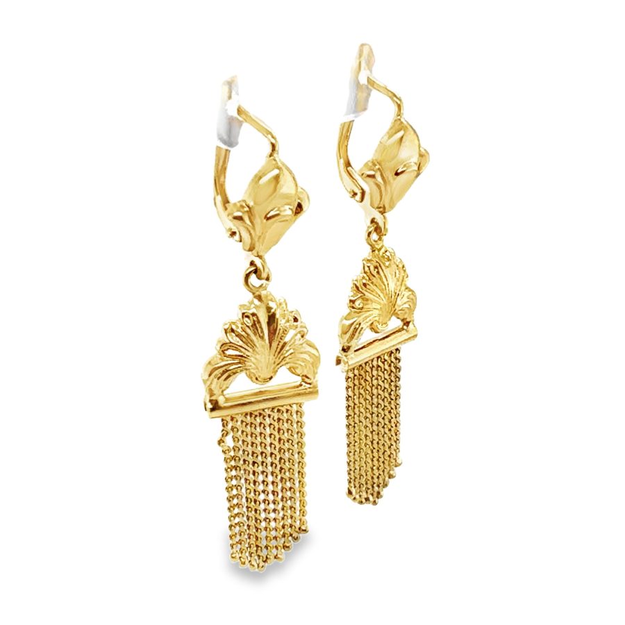 18K YELLOW GOLD DANGLING TASSLE EARRINGS