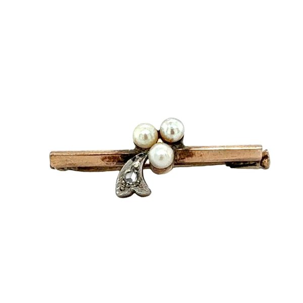 Victorian Era 10K Yellow Gold Pearl Pin