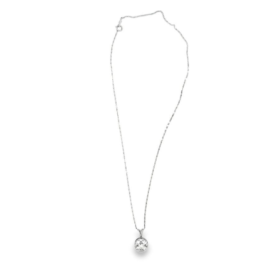 14K White Gold Diamond Circle Pendant
