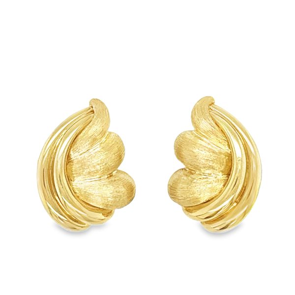 18K YELLOW GOLD TEXTURED GOLD EARCLIPS BY HENRY DUNAY